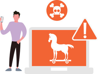 The Trojan warning screen is on.