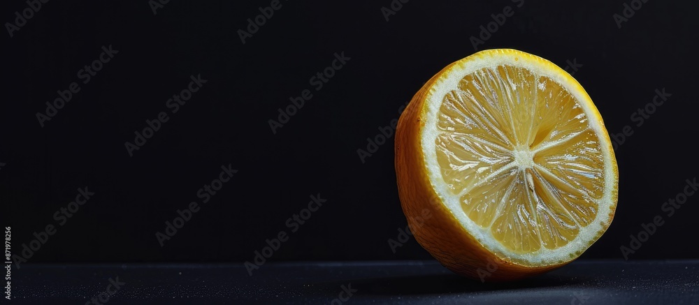 Aufkleber fresh lemon on a dark backdrop with copy space image.