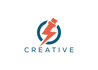 Minimal and professional thunder and pipe logo design template