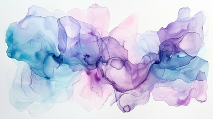 Elegant abstract watercolor art featuring flowing blue, purple, and pink hues creating a serene and soothing visual experience.