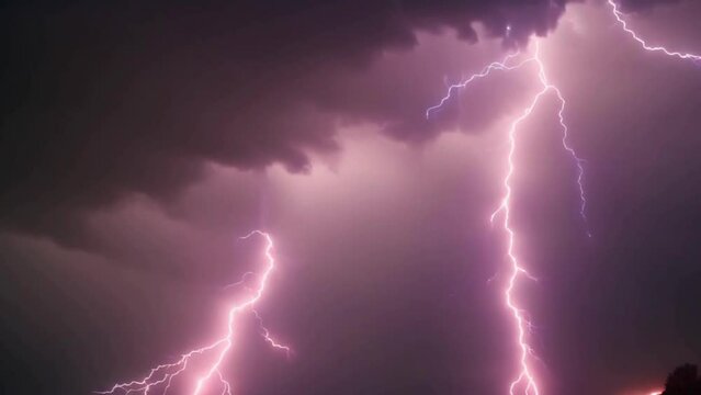 The crackling sound of thunder accompanies the dazzling light show of the lightning bolts in the stormy sky