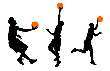 jugador de baloncesto, basketball, pegatina, vector, juego, baloncesto, siluetas, entrenamiento, deportistas