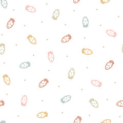 Abstract line strawberries seamless vector pattern. Cute hand drawn modern background for kids room decor, nursery art, apparel, gift, fabric, textile, wrapping paper, print, wallpaper, packaging.
