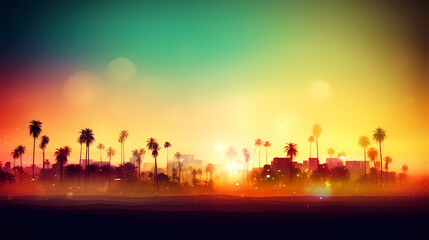 Summer holidays sunset with defocused lights vector image