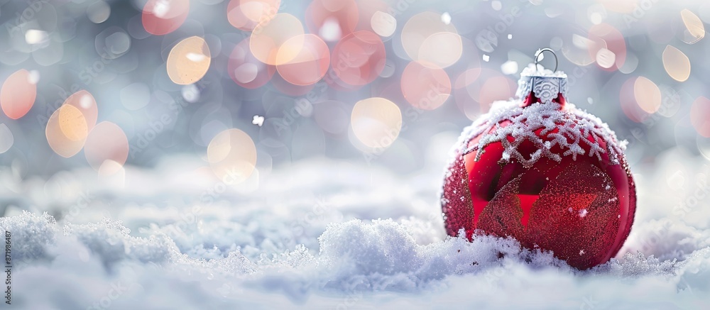 Aufkleber bauble ornament in the snowy scene with copy space image.