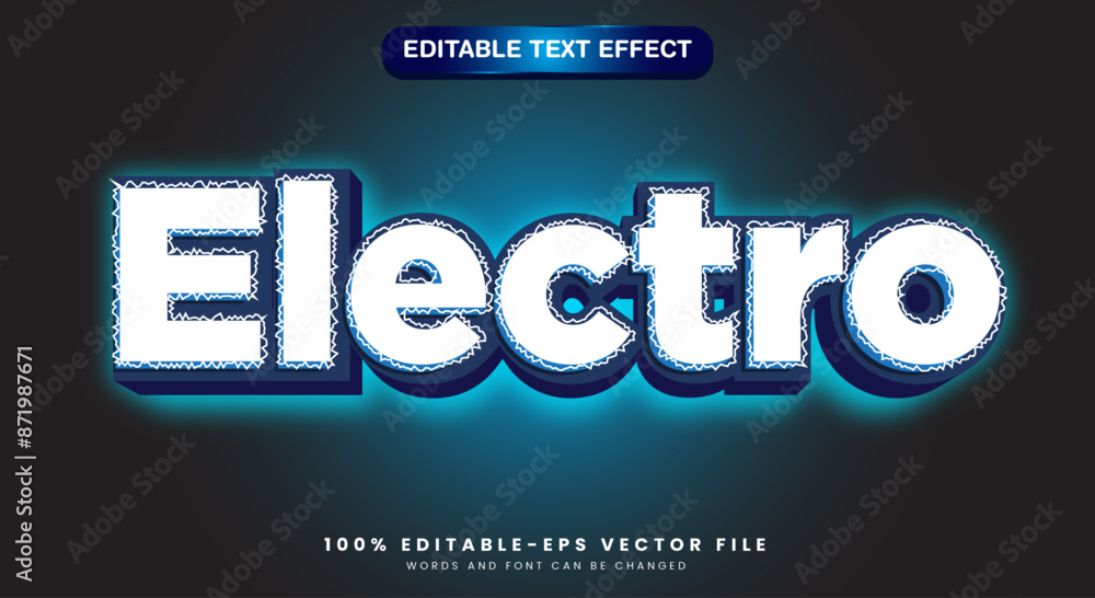 Poster electro typography editable text effect template