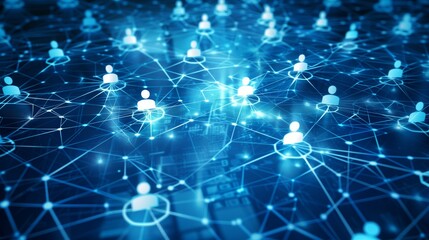 This image shows a digitally rendered network of people, connected by lines, representing their interconnectedness.