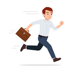 man employee run because of deadline time