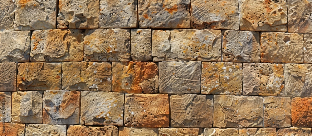 Aufkleber Sandstone brick wall pattern providing a textured background for a copy space image.