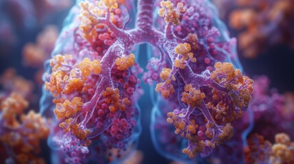 Obraz premium Illustrate the structure and function of the trachea and bronchial tree, highlighting the branching network of airways that conduct air