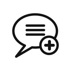 Add chat icon black and white vector sign