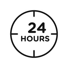 24 hours icon black and white vector sign
