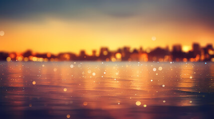 Fototapeta premium Summer holidays sunset with defocused lights vector image