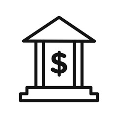 Bank icon black and white vector sign