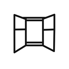 open windows icon black and white vector sign