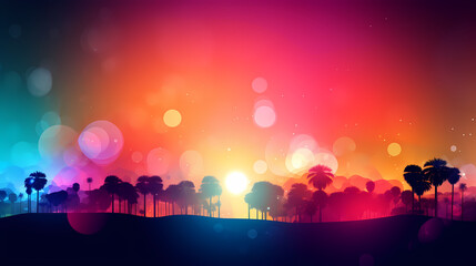Obraz premium Summer holidays sunset with defocused lights vector image