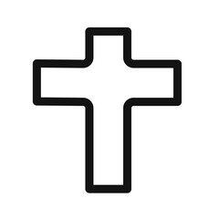 Christian Cross icon black and white vector sign