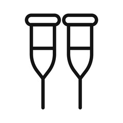 crutches icon black and white vector sign