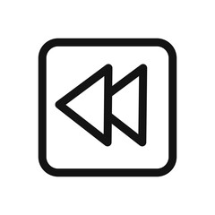 Rewind Previous Back arrow icon black and white vector sign