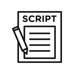 Script icon black and white vector sign