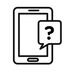 Smartphone Help and Support icon black and white vector sign