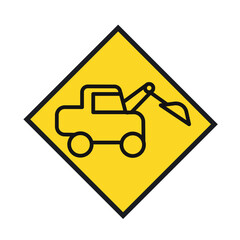 Excavator Icon black and white vector sign
