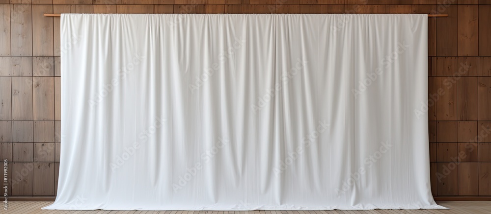 Leinwandbilder a white textile backdrop on wooden panels and blank wall with a space for adding text or images -- a