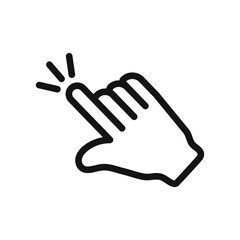 Hand clicking icon black and white vector sign