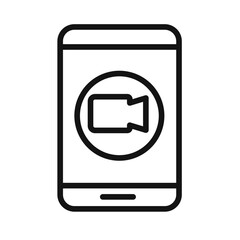 video chat conference icon black and white vector sign