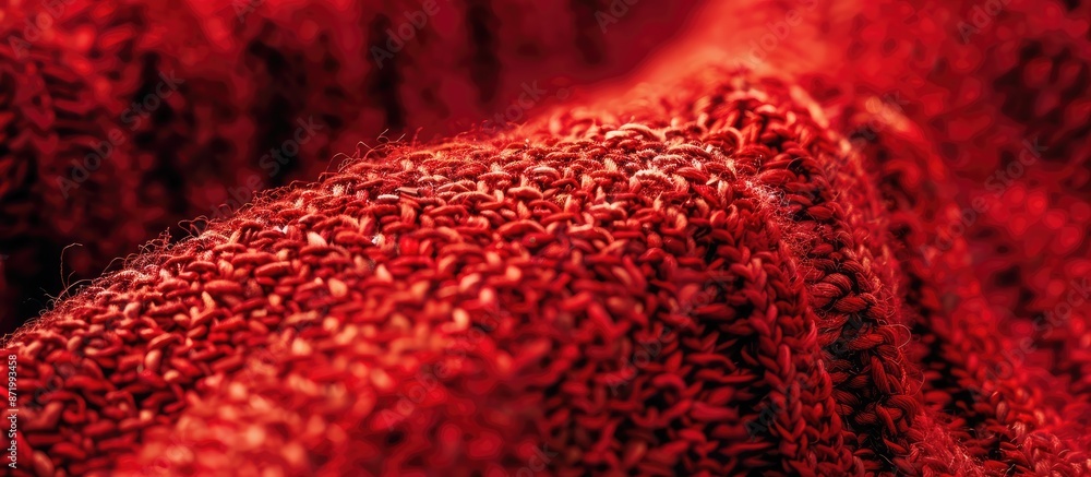 Poster A close-up view showing the texture of a soft, small-fiber fabric in either red or dark red, with copy space image.