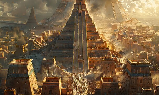 ancient babylon, tower of babel.stock photo