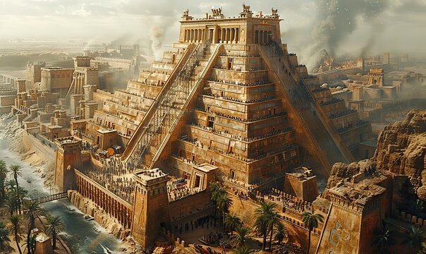 ancient babylon, tower of babel.stock image