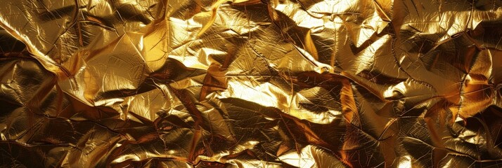 Golden Crumpled Foil Texture