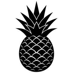 Obraz premium Striking Pineapple Silhouette Vector with Spiky Crown: Ideal for Your Creative Projects