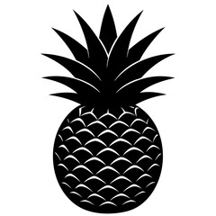 Obraz premium Striking Pineapple Silhouette Vector with Spiky Crown: Ideal for Your Creative Projects