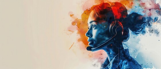 A call center agent wearing a headset