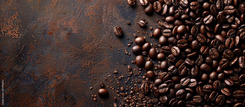 Aufkleber The idea of using coffee beans as a backdrop with text above in a copy space image.