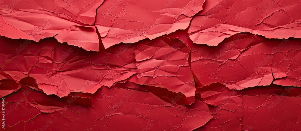 Poster an artistic collage of red paper with overlapping and tearing, perfect for background design with co