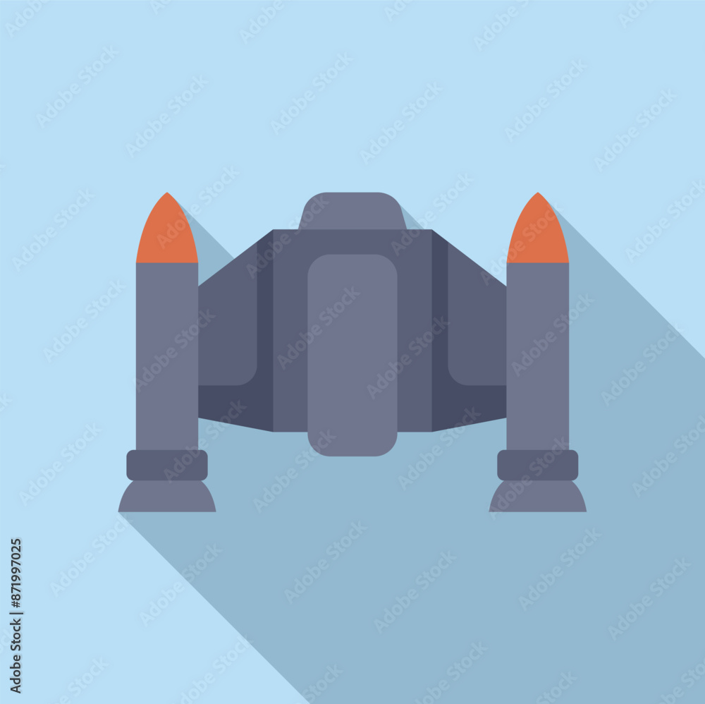 Poster retro spaceship from the future floating through space with long shadow, perfect for a space explora