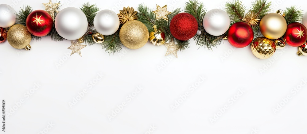 Aufkleber festive holiday arrangement with ornaments set against a white backdrop. embracing christmas, winter
