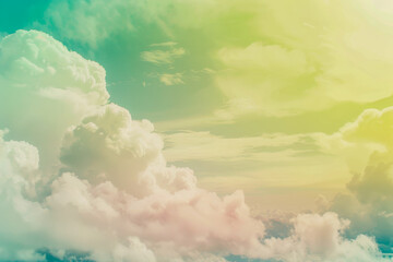 Colorful Sky with Fluffy Clouds in Pastel Gradient