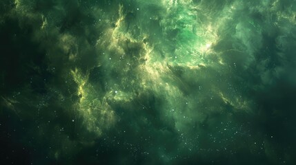 Fototapeta premium Digital artwork of a green nebula in outer space, ideal for futuristic and sci-fi themes