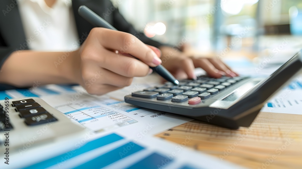 Aufkleber accountant analyzing financial data with spreadsheets for precision and accuracy