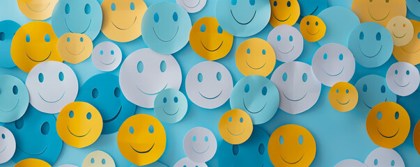 Fototapeta premium Close up to abstract illustration of a crowd made out of cut paper. Teamwork and social society concept.