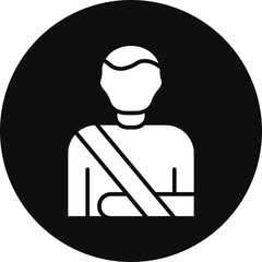 Broken Arm Glyph Black Circle Icon
