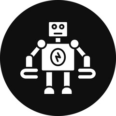 Robotics Glyph Black Circle Icon