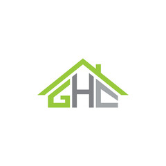 GHC letters real estate construction logo. Typography brand logo house vector illustration. construction ,housing, home marker, property, building, apartment, flat, compartment, business, corporate
