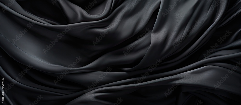 Poster detail of a textured black silk fabric with copy space image.