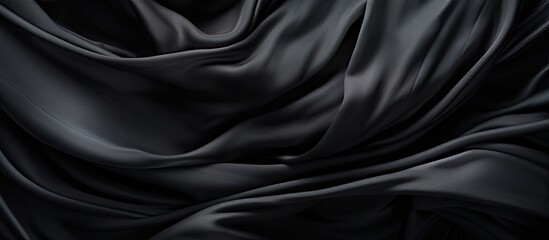 Fototapeta premium Detail of a textured black silk fabric with copy space image.