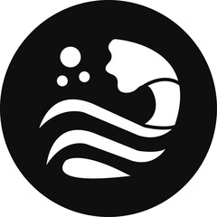 Waves Glyph Black Circle Icon